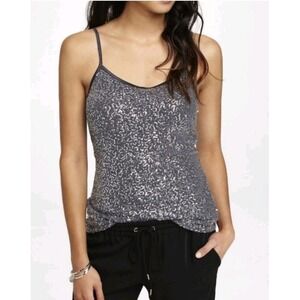 Express Sequin Adjustable Strap Gray Silver Cami‎ Tank Top Women's Size Medium